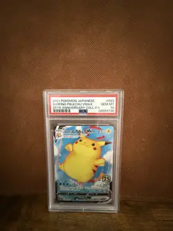 2021 Pokemon Japanese 25th Anniversary 022 Surfing Pikachu VMAX PSA 10 143364815 - Image 1