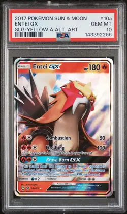 2017 POKEMON SUN & MOON SHINING LEGENDS 10A ENTEI GX SLG YELLOW A ALT ART PSA 10 - Image 1