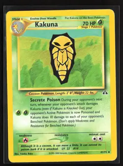 Pokemon TCG - Kakuna Unlimited Uncommon Neo Discovery 41/75 LP - Image 1