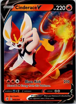 POKEMON CINDERACE V 043/264 HOLO ULTRA RARE FUSION STRIKE NM/M - Image 1