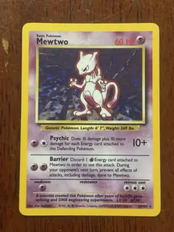 Mewtwo 10/102 Pokemon TCG 1999 Base Set Holo Unlimited Rare Moderately Played - Image 1
