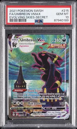 2021 POKEMON SWORD & SHIELD EVOLVING SKIES SECRET FULL ART/UMBREON VMAX PSA 10 - Image 1