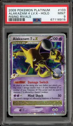 Pokemon Alakazam 4 Lv.X Rising Rivals Holo Ultra Rare #103 PSA 9 Mint - Image 1
