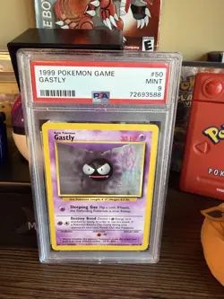 1999 Pokemon Base Set Unlimited Gastly #50 PSA 9 - Image 1