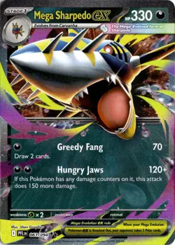 Mega Sharpedo ex 061/094 Pokemon Phantasmal Flames Double Rare NM - Image 1