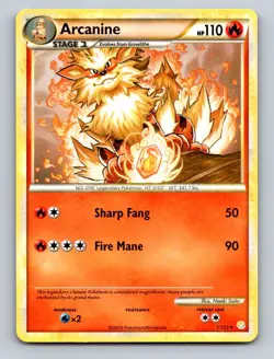 Pokemon TCG Arcanine Rare HeartGold SoulSilver 1/123 - Image 1