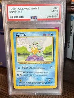 POKEMON 1999 BASE SET UNLIMITED SQUIRTLE #63 NON HOLO PSA MINT 9 - Image 1
