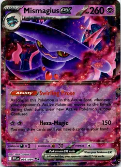 MISMAGIUS EX 036/094 PHANTASMAL FLAMES POKEMON (DOUBLE RARE, NM) - Image 1