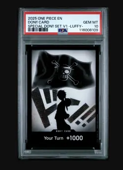 2025 ONE PIECE PROMOS SPECIAL DON!! SET VOL.1 LUFFY DON!! CARD PSA 10 - Image 1