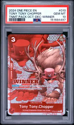 2024 ONE PIECE TOURNAMENT PACK OCTOBER-DECEMBER WINNER TONY TONY CHOPPER PSA 10 - Image 1
