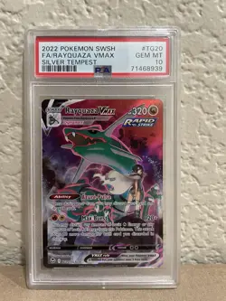 2022 POKEMON SWORD & SHIELD SILVER TEMPEST #TG20 FULL ART/RAYQUAZA VMAX PSA 10 - Image 1