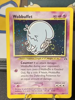 Pokemon TCG Wobbuffet 16/75 Neo Discovery Unlimited Holo Rare Vintage 2001 - Image 1