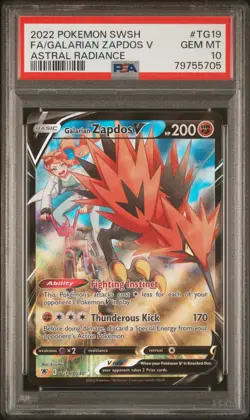 2022 Pokemon SWSH Astral Radiance #TG19 FA Galarian Zapdos V PSA 10 Gem Mint - Image 1