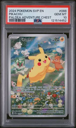 2024 Pokemon SVP EN Black Star Promo Pikachu #088 Paldea Adventure Chest PSA 10 - Image 1