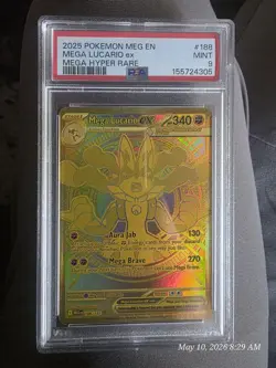 POKEMON MEGA LUCARIO ex 2025 MEGA EVOLUTION #188 MEGA HYPER RARE PSA 9 - Image 1