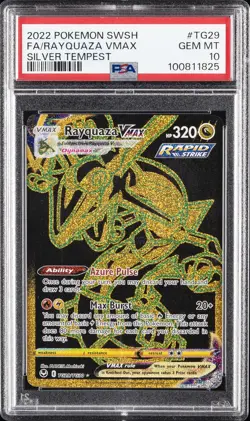 2022 POKEMON SWORD & SHIELD SILVER TEMPEST #TG29 FULL ART/RAYQUAZA VMAX PSA 10 - Image 1