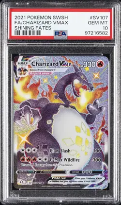 2021 POKEMON SWORD & SHIELD SHINING FATES #SV107 FULL ART/CHARIZARD VMAX PSA 10 - Image 1