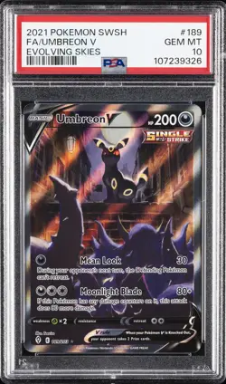 2021 POKEMON SWORD & SHIELD EVOLVING SKIES #189 FULL ART/UMBREON V PSA 10 - Image 1
