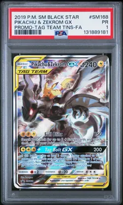 Pokemon 2019 Sun and Moon Black Star #SM168 Pikachu & Zekrom PSA 1 - Image 1
