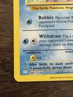💧 Squirtle 001/034 CLB 💧 Pokemon TCG Classic Collection NM Holo - Image 4