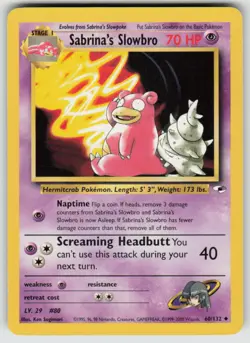Sabrina's Slowbro 60/132 Uncommon Gym Heroes Pokemon Unlimited Lightly Played - Image 1
