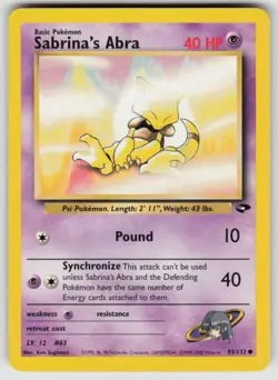 Sabrina's Abra 93/132 Common Gym Challenge Pokemon Unlimited Lightly Played - Image 1