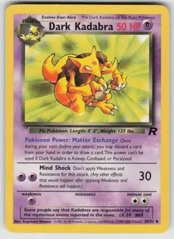 Dark Kadabra 39/82 Uncommon Team Rocket Pokemon Unlimited Lightly Played - Image 1