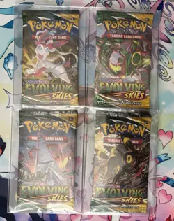 Evolving Skies Pokemon Booster Pack COMPLETE ART SET - 4 Packs SEALED UNWEIGHED - Image 1