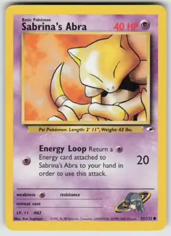 Sabrina's Abra 91/132 Common Gym Heroes Pokemon Unlimited Lightly Played - Image 1