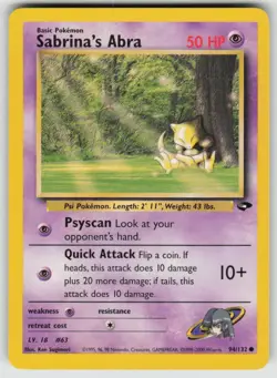 Sabrina's Abra 94/132 Common Gym Challenge Pokemon Unlimited Moderately Played - Image 1