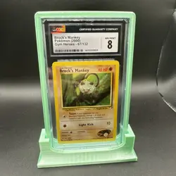 2000 Pokemon Gym Heroes Brock’s Mankey #67 CGC 8 - Image 1
