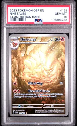 2023 POKEMON OBF EN-OBSIDIAN FLAMES ILLUSTRATION RARE #199 NINETALES PSA 10 - Image 1