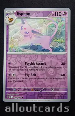 2023 Pokemon Obsidian Flames Espeon Reverse Holo 086/197 - Image 1
