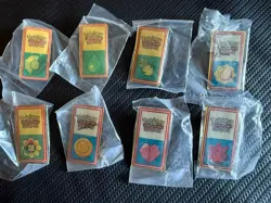 Pokemon League Kanto Gym Badge Pins 2000 WOTC Card Lot Of 8 Complete Sealed - Image 1