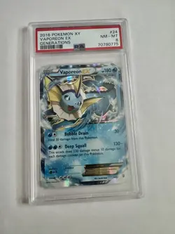 2016 Pokemon XY Generations Vaporeon EX #24 24/83 PSA 8 - Image 1