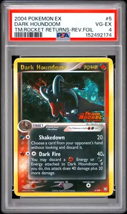 2004 POKEMON EX TEAM ROCKET RETURNS #5 DARK HOUNDOOM-REVERSE FOIL PSA 4 - Image 1
