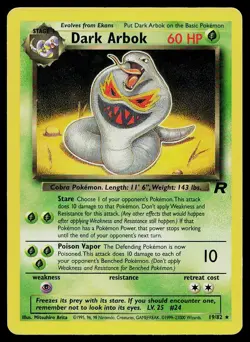 Pokemon Card Team Rocket Dark Arbok 19/82 Rare - Image 1
