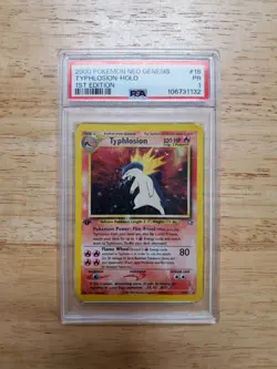 Pokemon PSA 1 Poor 2000 Typhlosion 18/111 1st Edition Neo Genesis Holo Card - Image 1