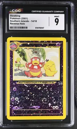 CGC 9 MINT Slowking 14/18 Southern Islands Reverse Holo SWIRL Pokemon Card - Image 1