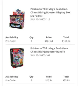 *PRESALE* Pokemon Mega Evolution: Chaos Rising Booster Bundle x2 + Booster Box - Image 2