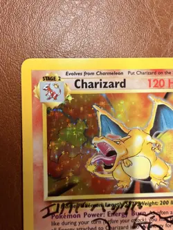 1999 POKEMON BASE SET UNLIMITED ARITA SIGNED #4 CHARIZARD-HOLO AUTO SKETCH - Image 3