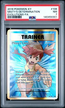 2016 POKEMON XY EVOLUTIONS #108 FULL ART/MISTY'S DETERMINATION PSA 7 - Image 1