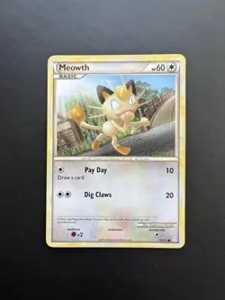 Pokemon TCG Meowth Heartgold Soulsilver 75/123 LP - Image 1