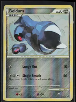 Beldum 43/90 Common HGSS Undaunted Pokemon Reverse Holo Moderately Played - Image 1