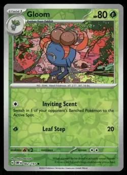 Pokemon Obsidian Flames Gloom 002/197 Common REVERSE HOLO Near Mint - Image 1