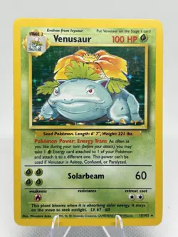 Pokemon TCG Venusaur 15/102 Base Set Holo Rare Stage 2 100 HP 1999 - Image 1