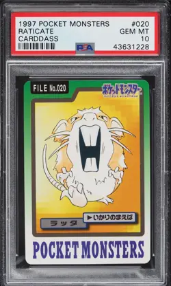 Pokemon Japanese Raticate #020 Carddass Pocket Monsters 1997 Low Pop 18 PSA 10 - Image 1