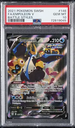 2021 POKEMON SWORD & SHIELD BATTLE STYLES #146 FULL ART/EMPOLEON V PSA 10 - Image 1