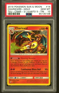 Pokemon Kanto Tins Promo Cosmos Charizard 14/181 PSA 10 GEM MINT POP 165 - Image 1
