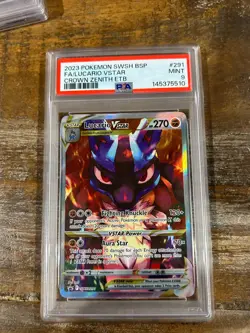 POKEMON 2023 Promo Crown Zenith LUCARIO Full Art VStar #291 ETB PSA 9 RARE 3 - Image 1